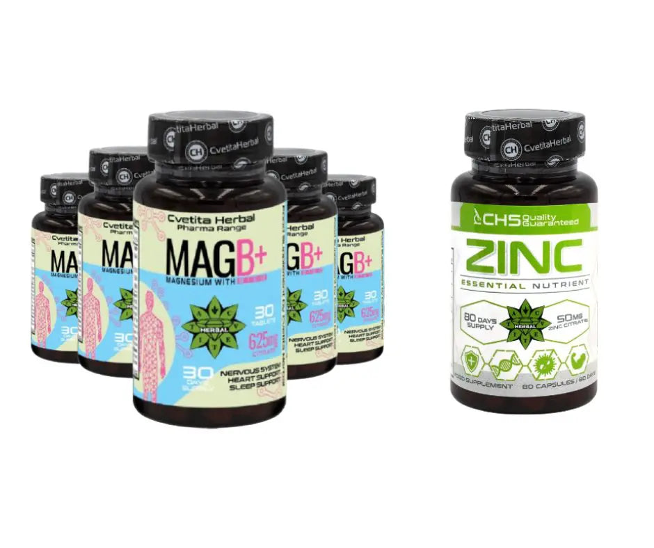 MAG B+ 30 δισκία – 2+3 + Zinc 80 κάψουλες-κιτρικό μαγνήσιο για κράμπες